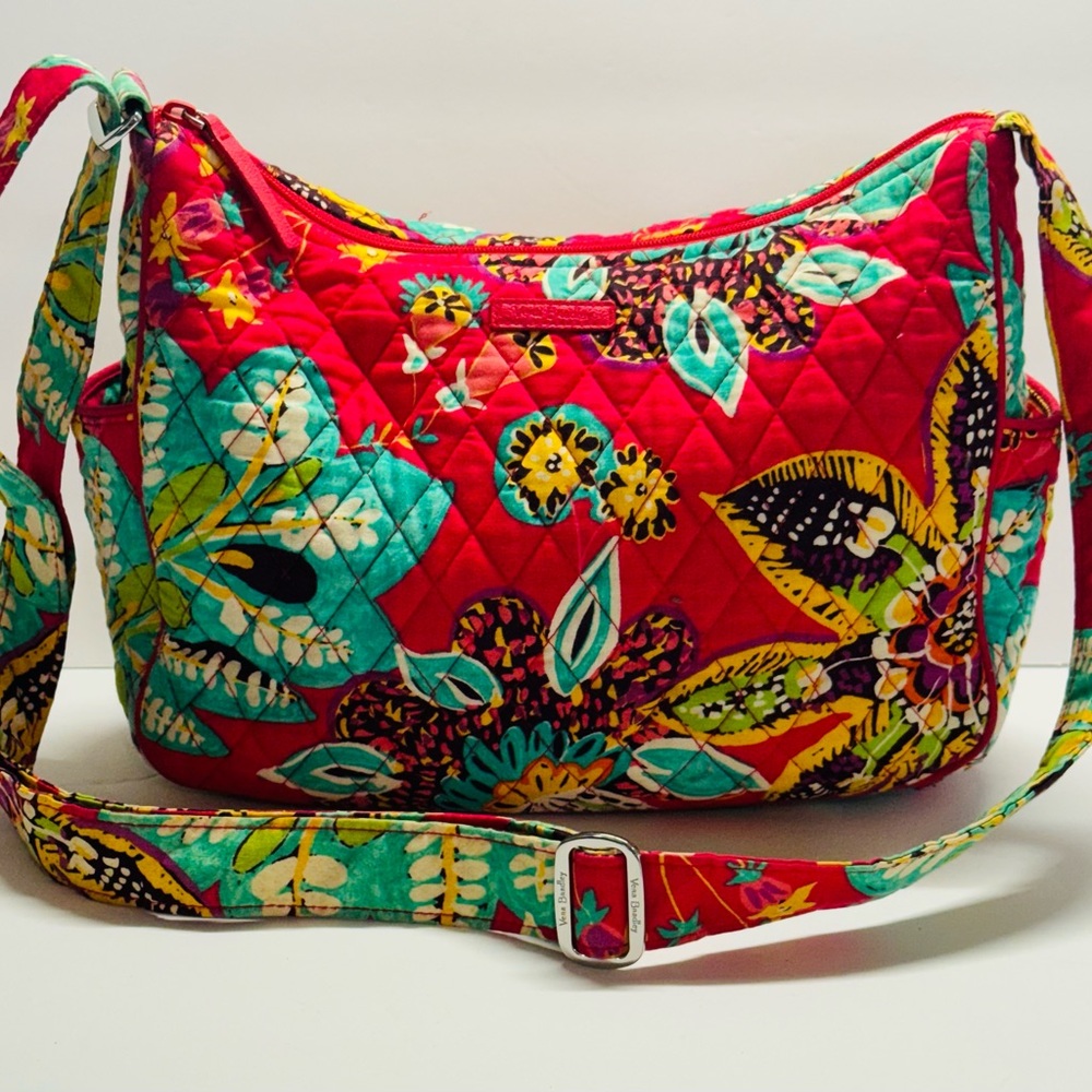 Vera Bradley Red and Green Vivian Hobo Bag in Rumba Pattern